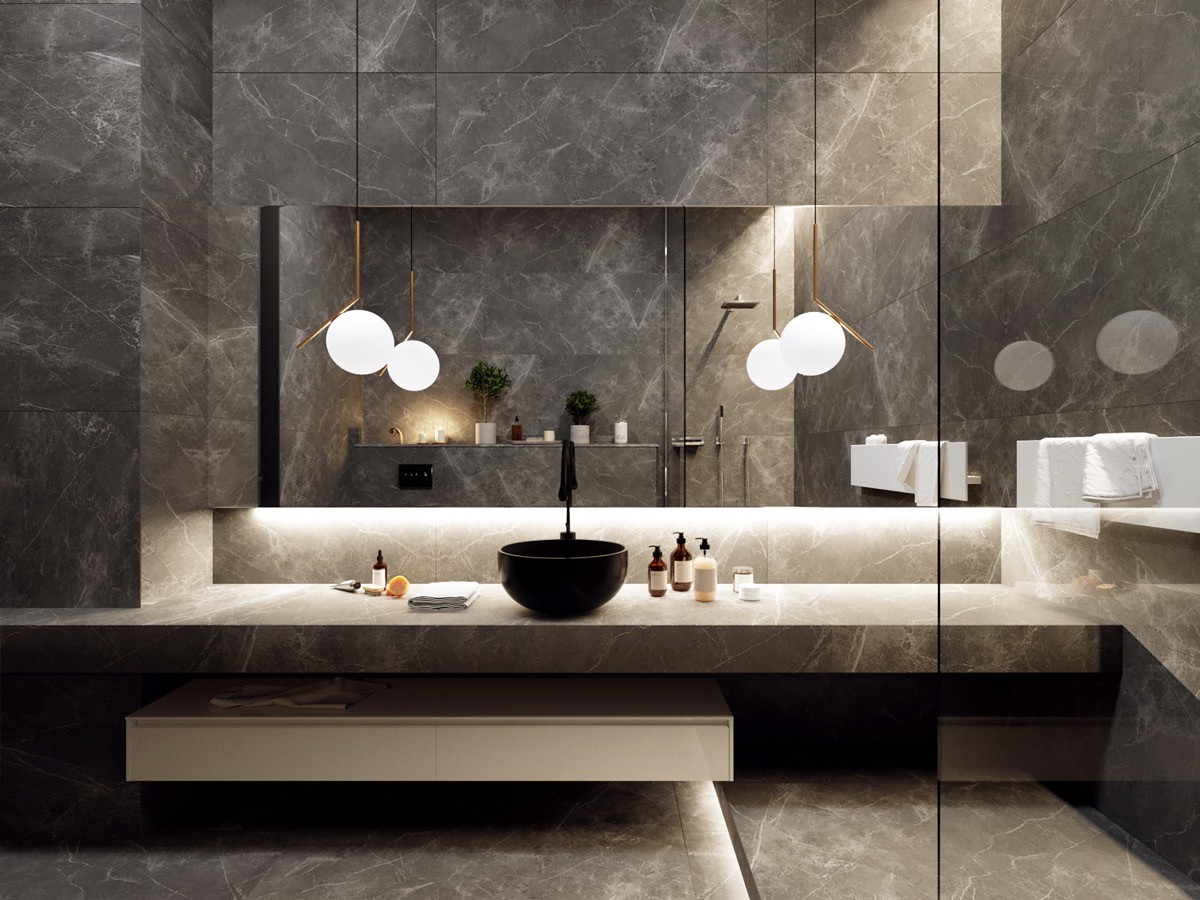 طراحی حمام خاکستری
